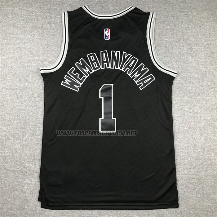 Camiseta Victor Wembanyama NO 1 San Antonio Spurs Classic 2022-23 Negro